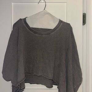 Free People Charcoal Short Sleeve Top
